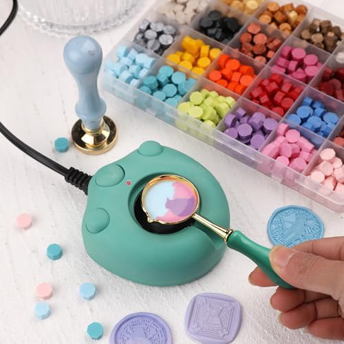 WUERLIN Electric Green Wax Seal Warmer with Spoon and Tweezers - Great Tool for DIY Wax Seals and Stamps - Image 3