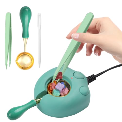 WUERLIN Electric Green Wax Seal Warmer with Spoon and Tweezers - Great Tool for DIY Wax Seals and Stamps - Image 1