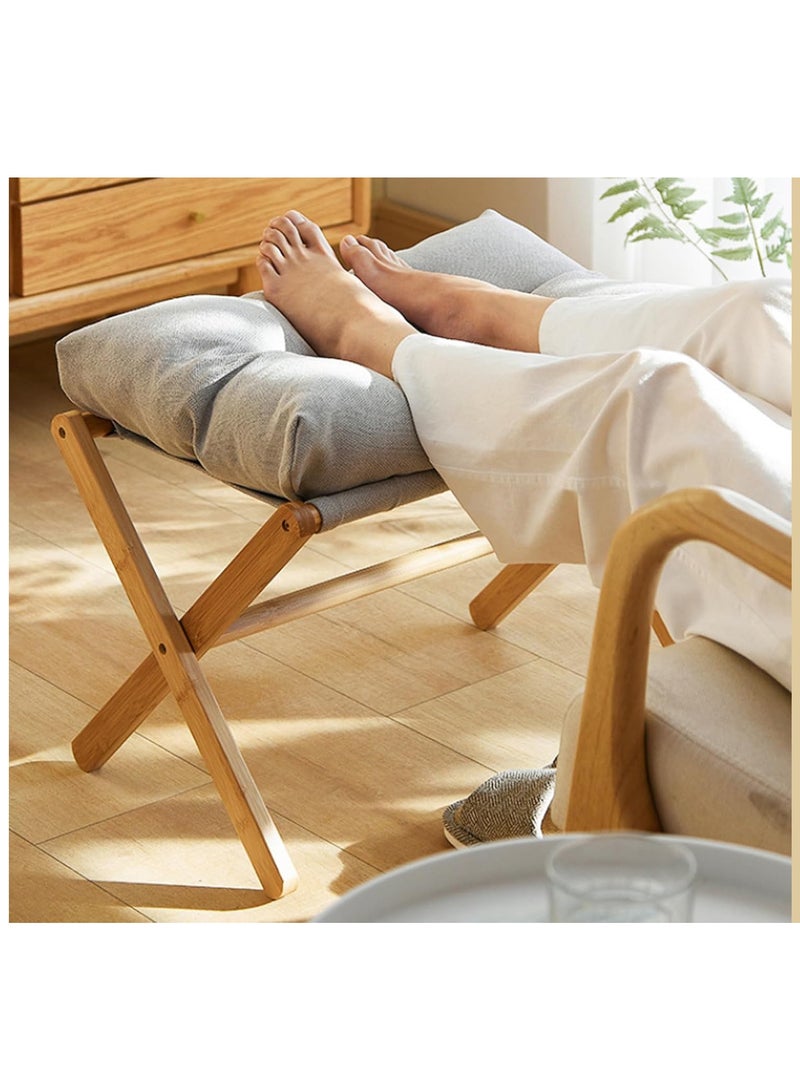 XiuWoo Multifunctional  Foldable Wood Foot Stool, Ottoman Foot Rest, Under Desk Footrest with Removable Soft Foot Rest Pad for Home, Office - Image 5