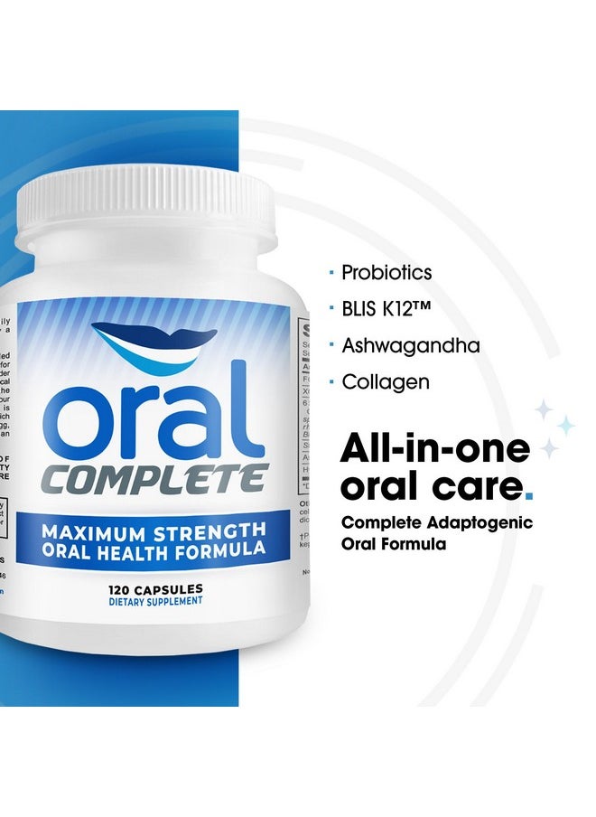 Instant Brands - Oral Complete 11-in-1 Dental Probiotics, Bad Breath Treatment Halitosis Tonsil Stone with Non-GMO with BLIS K12, Ashwagandha and Collagen, 120 Capsules - Image 1