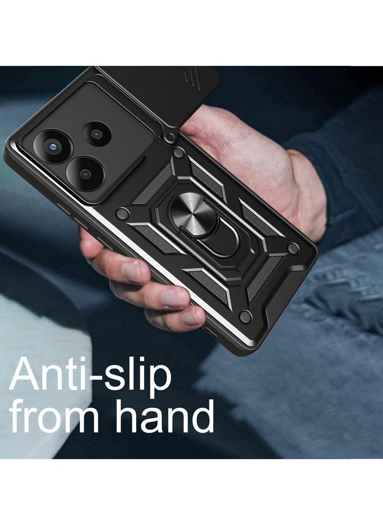 for OPPO A5 Pro 5G Case Cover, Slide Camera Lens Cover, Magnetic Ring Holder Kickstand Protective Phone Case for OPPO A5 Pro 5G, Black