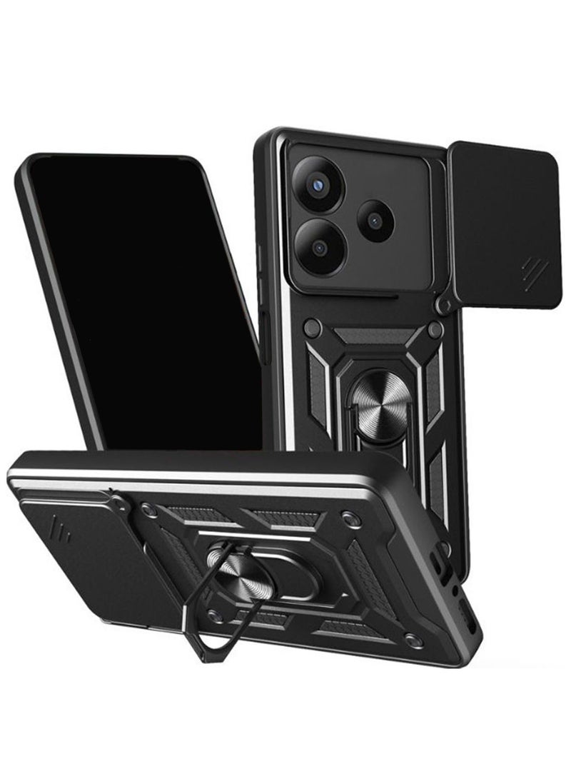 for OPPO A5 Pro 5G Case Cover, Slide Camera Lens Cover, Magnetic Ring Holder Kickstand Protective Phone Case for OPPO A5 Pro 5G, Black - Image 1