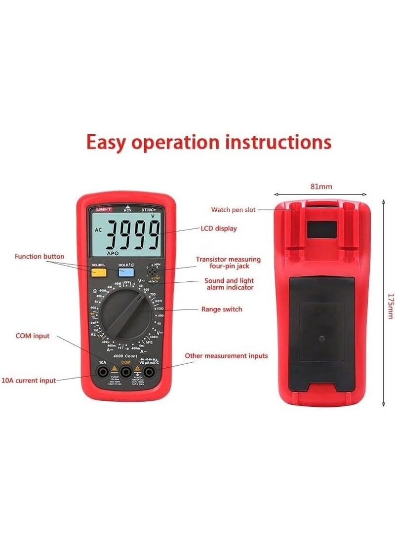UNI-T UNI-T-UT39A+ Modern Digital multimeter (Capacitance 10mF)-1000VDC & 750 VAC (10A MAX)  - Image 4