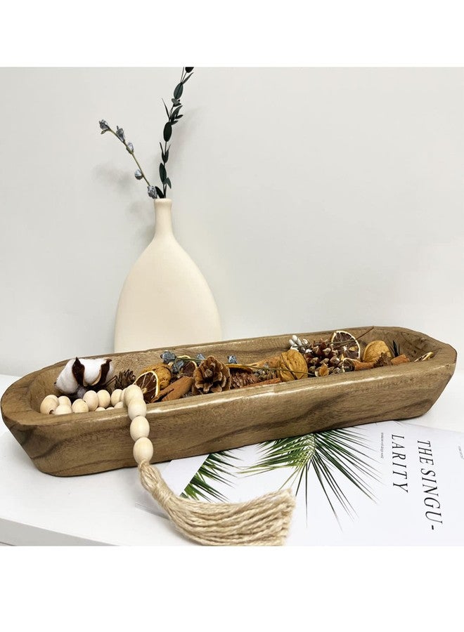 Hanlin Wooden Dough Bowls for Decor, Vintage Wooden Bowl Hand Carved Home Decor for Dining Table Center, Living Room, Kitchen Decor. (20in Brown) - Image 5