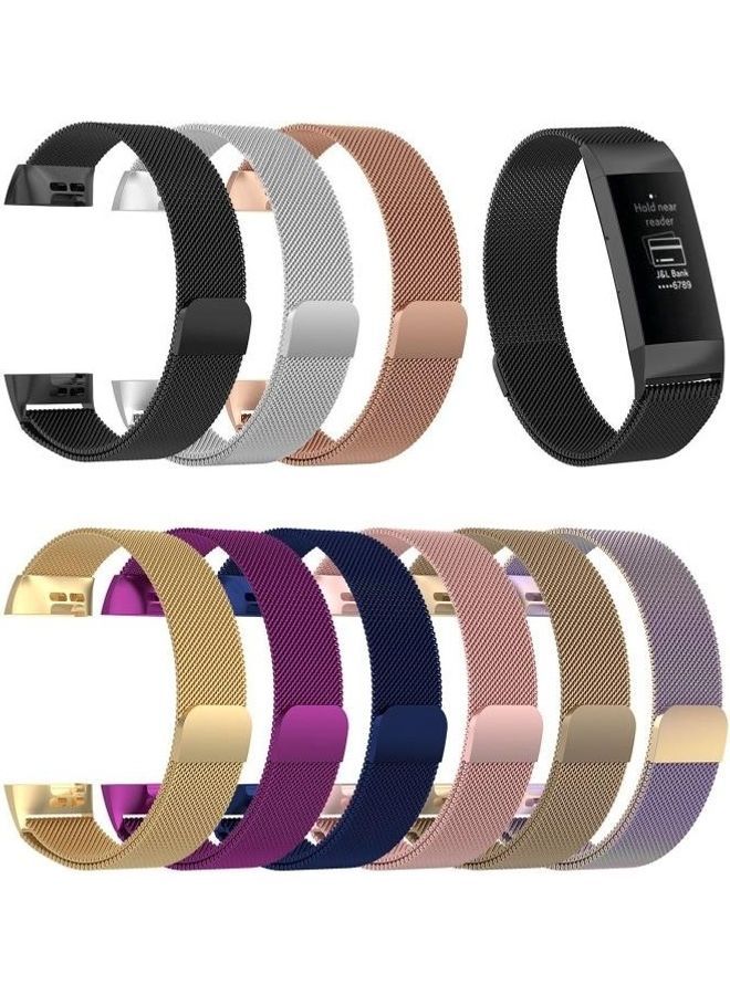 نيبمينينت Stainless Steel Magnet Wrist Strap For Fitbit Charge 3 Black - Image 5