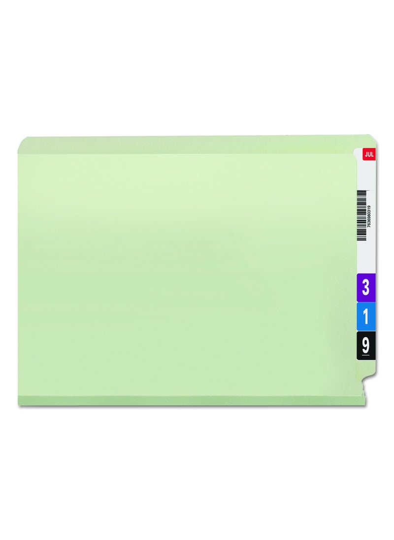 Smead Smead End Tab Pressboard Fastener File Folder with SafeSHIELD Fasteners, 2 Fasteners, 3" Expansion, Letter Size, Gray/Green, 25 per Box (34725)  - Image 3