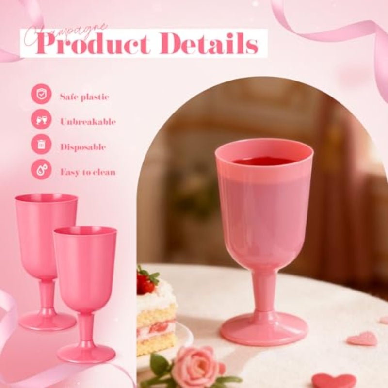 96 Pcs Plastic Goblets with Stem 7 oz Plastic Wine Glasses for Party Disposable Wine Cup Champagne Flutes Drinking Glass for Wedding Toasting Birthday Party Supply - Image 3