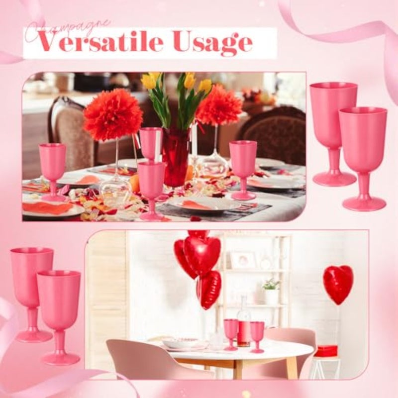 96 Pcs Plastic Goblets with Stem 7 oz Plastic Wine Glasses for Party Disposable Wine Cup Champagne Flutes Drinking Glass for Wedding Toasting Birthday Party Supply - Image 5