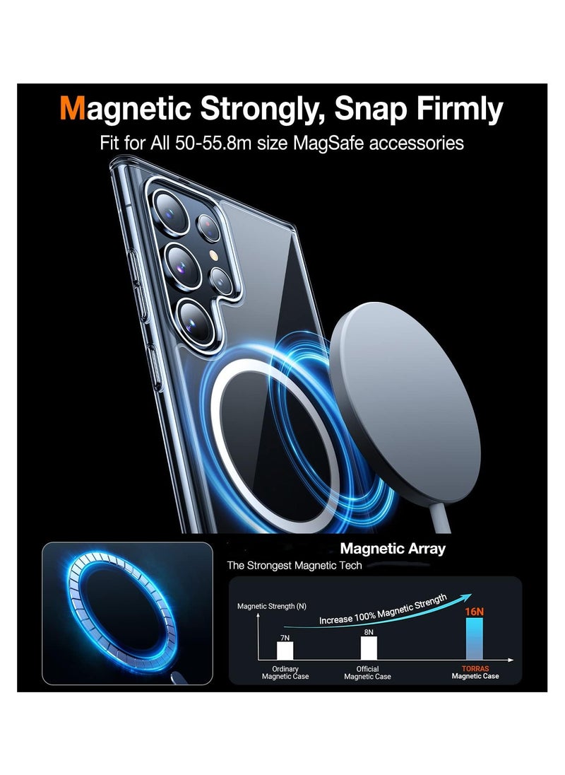 Aookay - 5 in 1, Magnetic Clear Case for Samsung Galaxy S24 Ultra, with 2 Camera Lens Protector+2 Soft Screen Protector, Anti-Yellowing，Military Grade Shockproof， Thin S24 Ultra Case (Clear, S24 Ultra) - Image 1