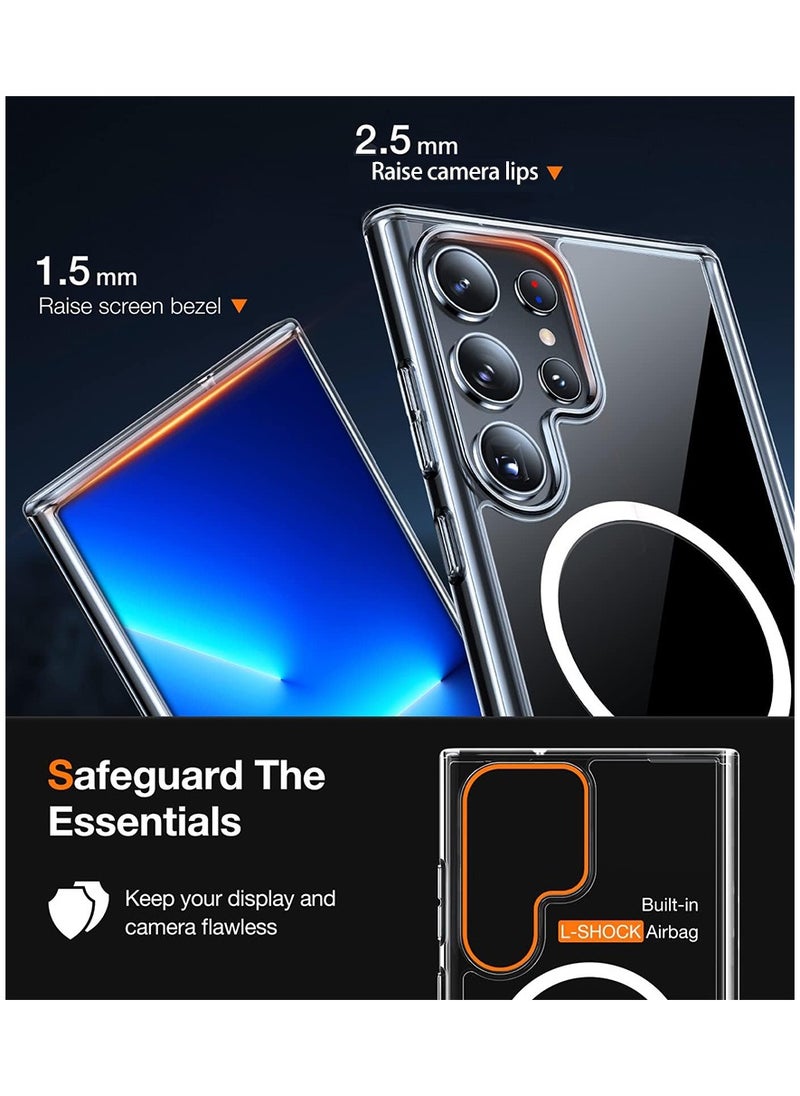 Aookay - 5 in 1, Magnetic Clear Case for Samsung Galaxy S24 Ultra, with 2 Camera Lens Protector+2 Soft Screen Protector, Anti-Yellowing，Military Grade Shockproof， Thin S24 Ultra Case (Clear, S24 Ultra) - Image 1