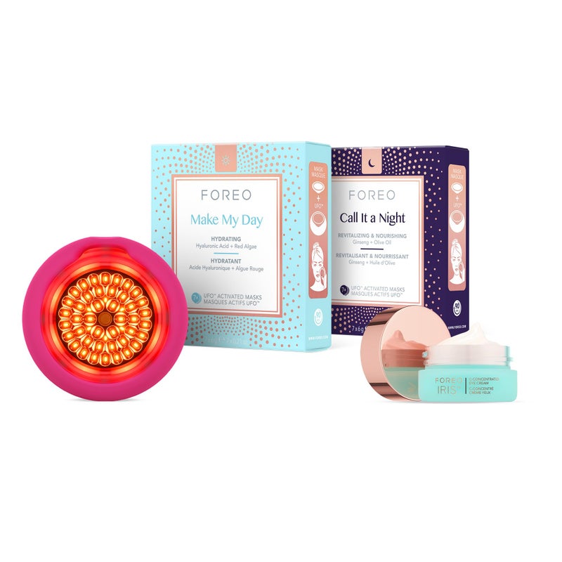 FOREO Hydrate & Brighten UFO 3 LED Set - Face Mask Skincare Device + 14 UFO Activated Masks + IRIS C-Concentrated Brightening Eye Cream, 0.5 Oz - Face Moisturiser - Image 1