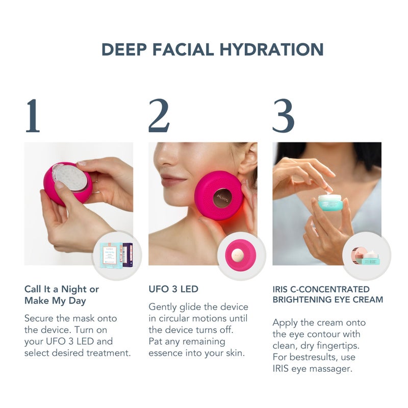 FOREO Hydrate & Brighten UFO 3 LED Set - Face Mask Skincare Device + 14 UFO Activated Masks + IRIS C-Concentrated Brightening Eye Cream, 0.5 Oz - Face Moisturiser - Image 2
