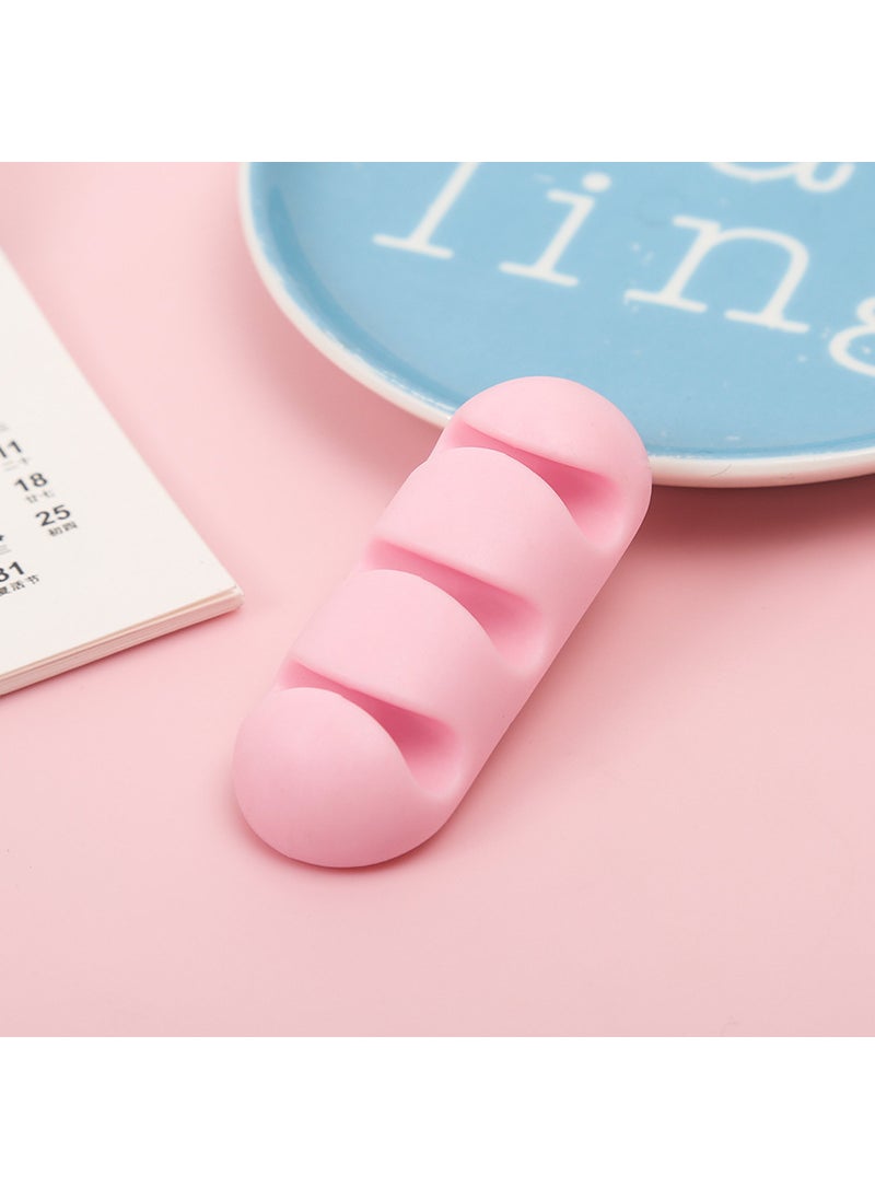 Generic Desktop Cable Organizer Clips Self-Adhesive Pink 3 holes 