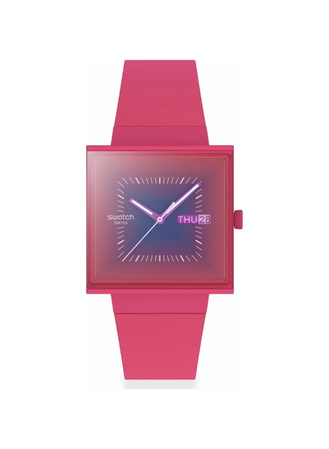 Swatch What If - Square SO34R700 Squarely Berry Watch - Image 1