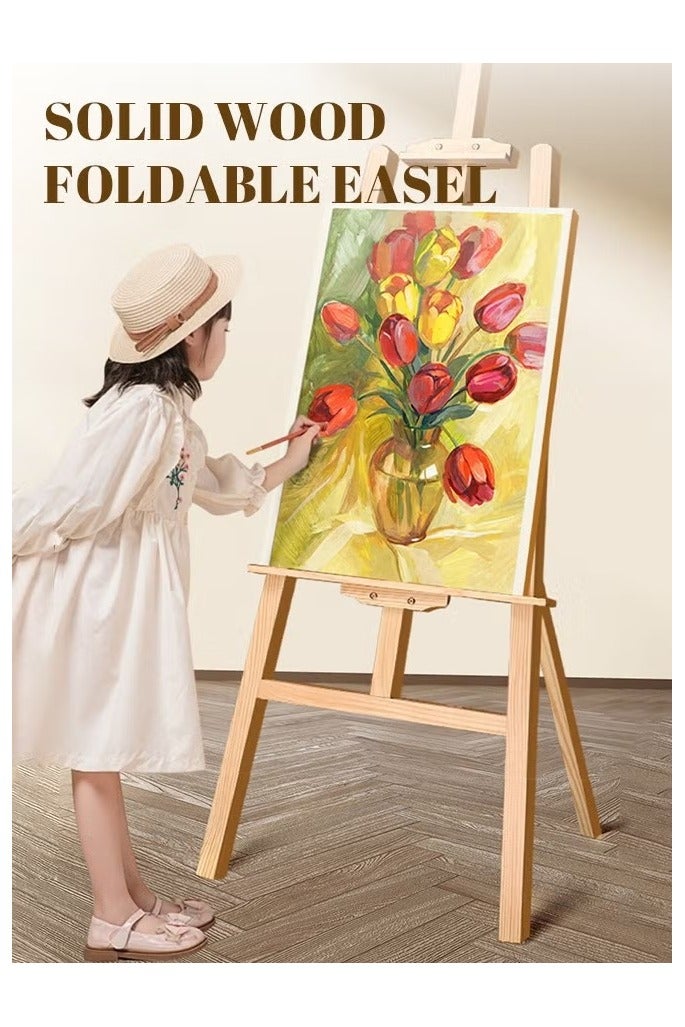 مسند لوح رسم من الخشب بيج قابل للطي  , حامل خشبي لِلوحات الرسم مقاس 170 سم بيج - Image 2