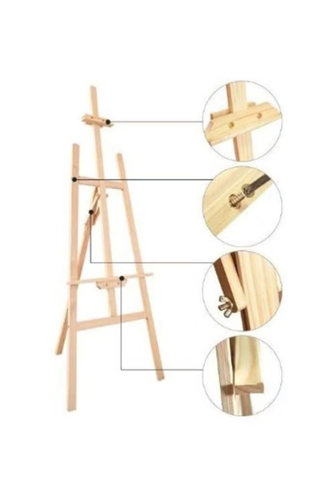 مسند لوح رسم من الخشب بيج قابل للطي  , حامل خشبي لِلوحات الرسم مقاس 170 سم بيج - Image 5