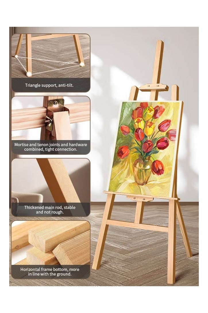 مسند لوح رسم من الخشب بيج قابل للطي  , حامل خشبي لِلوحات الرسم مقاس 170 سم بيج - Image 4