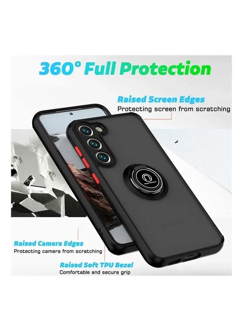Samsung Galaxy S23 Plus Rotational Metal Ring Kickstand Cover Shockproof Matte Finish Back Case with Magnetic Car Mount for Samsung Galaxy S23+ Green - Image 2