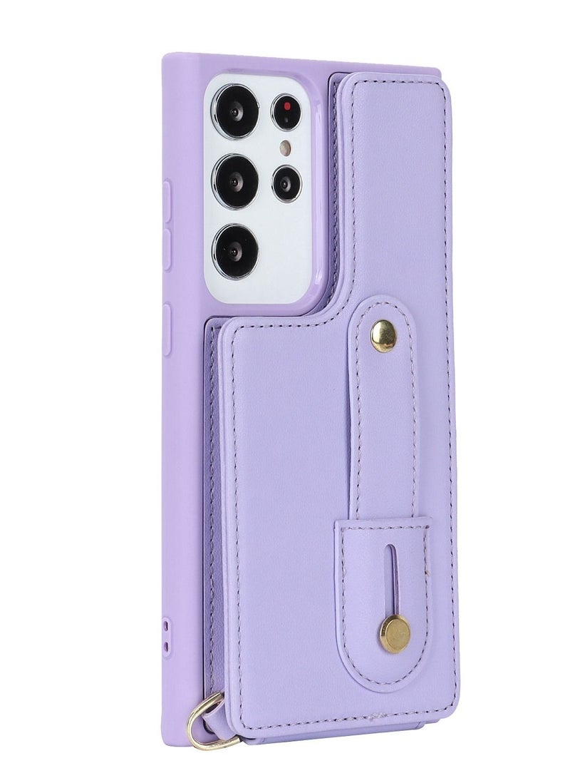 Suteni Back Cover Wristband Card Slots Leather Phone Case for Samsung - Image 1