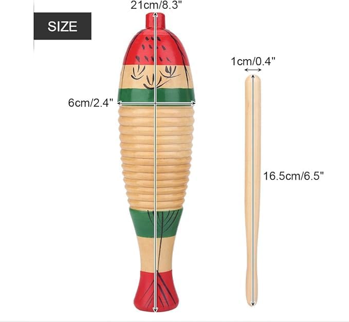 MegArya Guiro Wood Percussion Instrument Fish Style Guiro Instrument Children's Musical Instrument Colourful Guiro Gifts for Children - Image 2