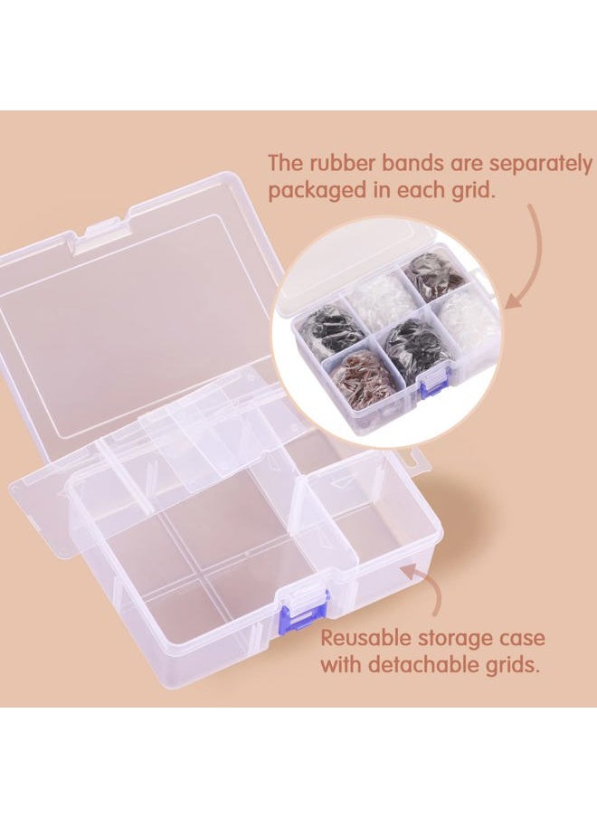 Funtopia - Mini Hair Ties, 2500Pcs Soft Hair Rubber Bands and Elastics for Girls Women with Organizer Box (Black, Clear, Brown, Dark Brown) - Image 1