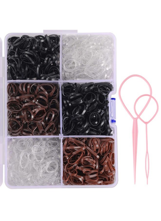 Funtopia - Mini Hair Ties, 2500Pcs Soft Hair Rubber Bands and Elastics for Girls Women with Organizer Box (Black, Clear, Brown, Dark Brown) - Image 1