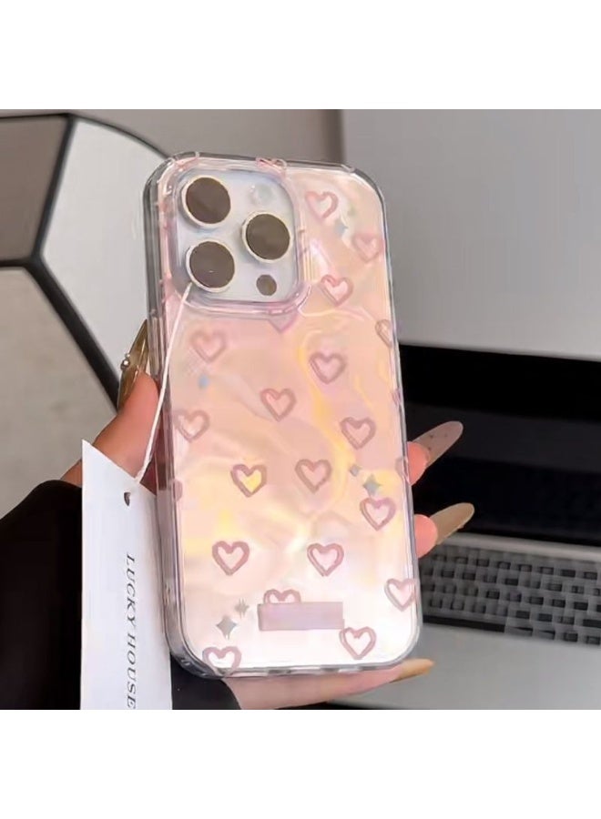 NIBEMINENT Water Ripple Powder Hearts Protective TPU Case Cover For iPhone 15 Pro Max - Image 1