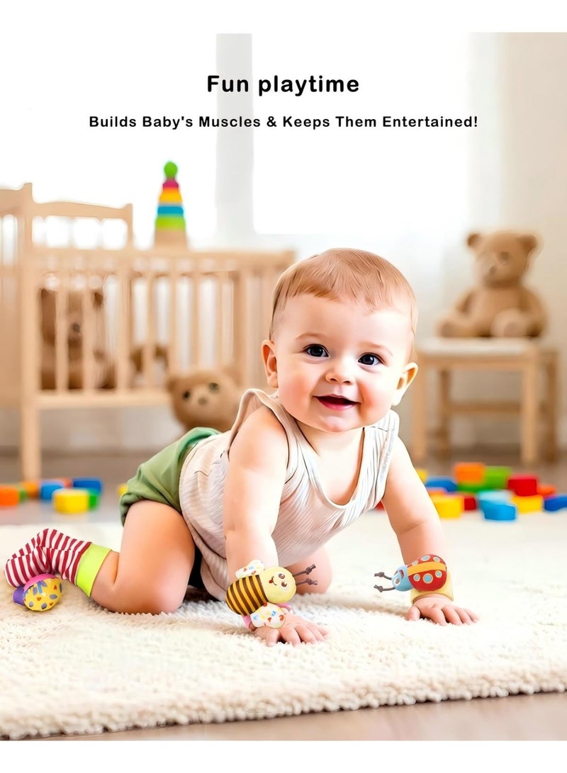 Gonice Wrist Rattle Socks and Foot Finder Set, Infant Girl Boy Toys for Babies 0-36 Months, Newborn Hand & Foot Toys for 0 to 3 Years, Baby Shower Gifts Set - Image 4