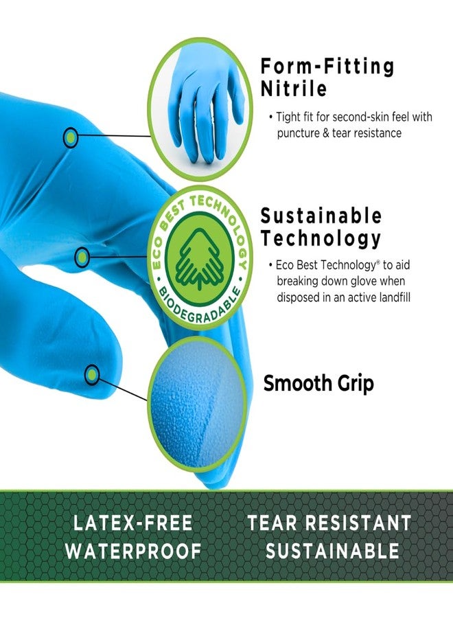 SHOWA 8005PF Sustainable EBT Latex-Free, Powder-Free, Nitrile Disposable Single Use Safety Gloves, 8 Mil, 9.5" Length, Large (1 Box/50 Gloves) - Image 2