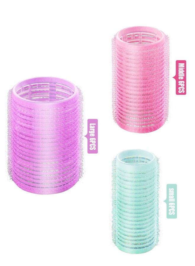 Generic 6 Pieces Self Grip Hair Rollers Set Purple, 12 Pieces Duckbill Sectioning Clips for Salon Barber Hairdressing, Hair Styling Rollers, Hair Accessories.  - Image 2