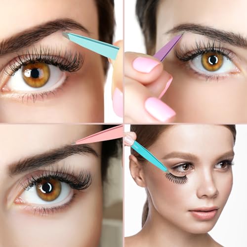 SWEET VIEW 7pcs Eyebrow Tweezers Kit for Women Precision Plucker with Brow Scissors & Razor & Spoolie for Facial, Chin, Brow, Splinter and Ingrown Hair - Image 5