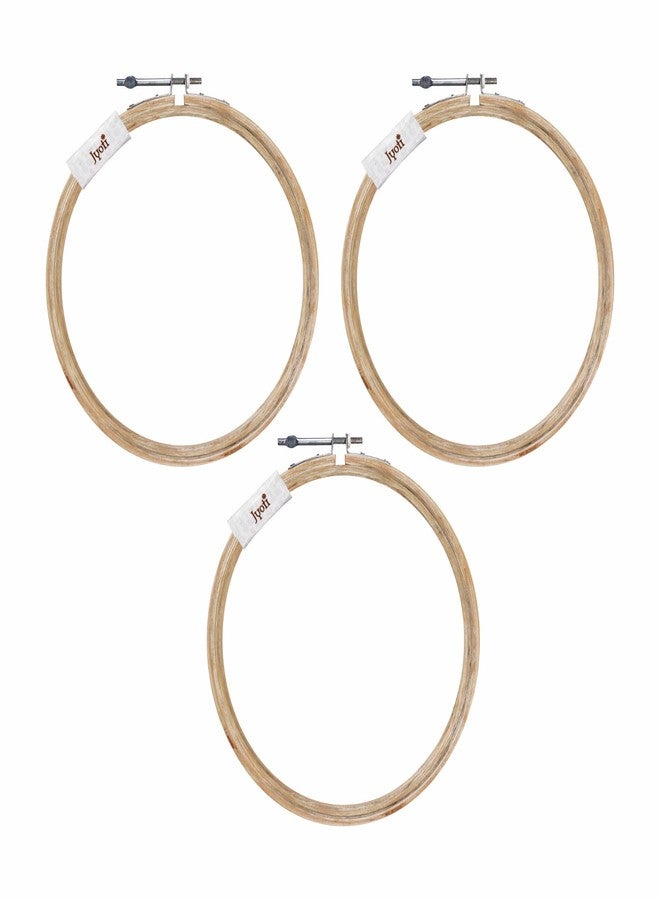 Jyoti Embroidery Hoop, Wooden Round Adjustable, (3 Pieces of 7 Inches with Steel Fitting), Easily Loosen/Tighten, Cross Stitch Hoop Ring for Sewing, Needlework, Craft Projects & Ornaments - Pack of 3 - Image 1