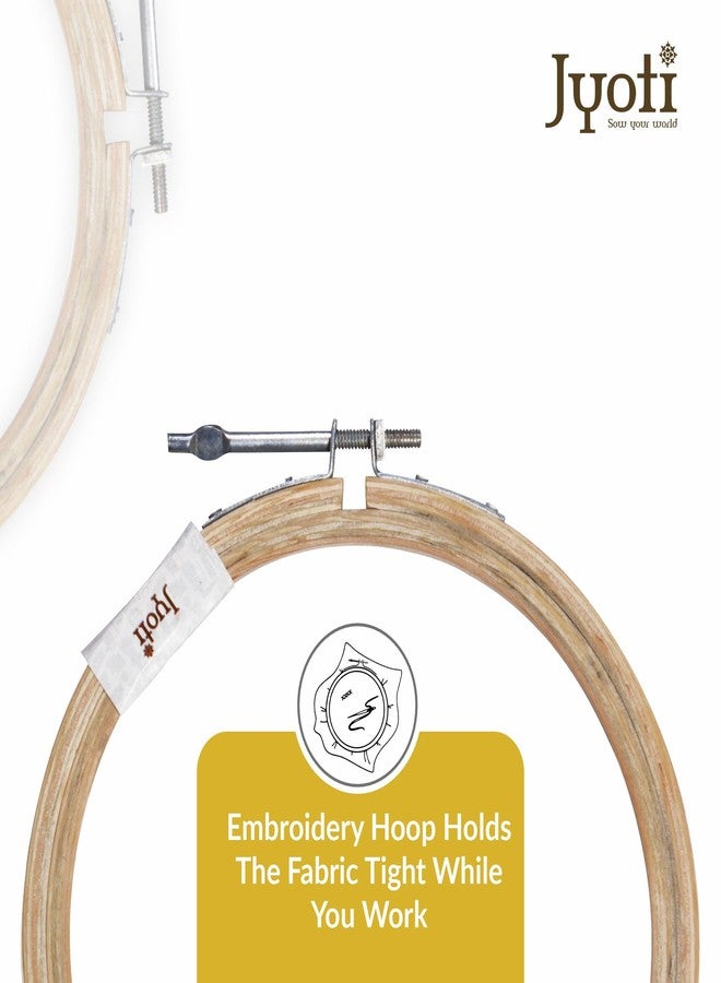 Jyoti Embroidery Hoop, Wooden Round Adjustable, (3 Pieces of 7 Inches with Steel Fitting), Easily Loosen/Tighten, Cross Stitch Hoop Ring for Sewing, Needlework, Craft Projects & Ornaments - Pack of 3 - Image 3
