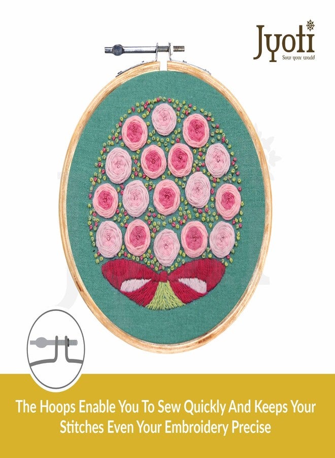 Jyoti Embroidery Hoop, Wooden Round Adjustable, (3 Pieces of 7 Inches with Steel Fitting), Easily Loosen/Tighten, Cross Stitch Hoop Ring for Sewing, Needlework, Craft Projects & Ornaments - Pack of 3 - Image 2