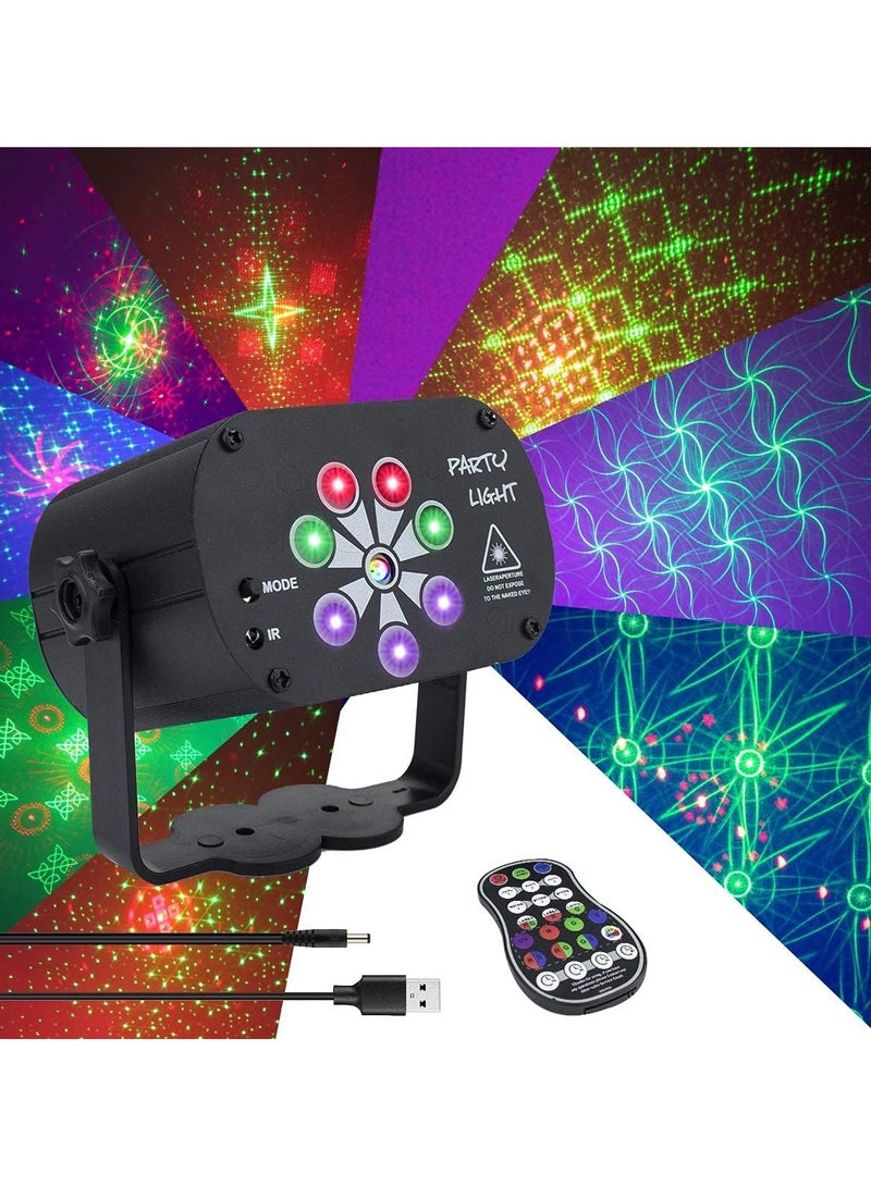 Stage Projector Effect Light with UV Black Light+120 RG Laser Pattern Rotating, USB Powered Mini Light with RGB Background Light and Remote Control for Birthday Party - Image 1