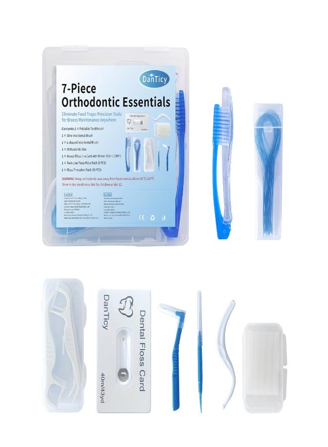DanTicy Travel Braces Care Kit - 7-Piece Orthodontic Essentials for On-the-Go Cleaning, Dental Tools for Braces Wearers - Image 1