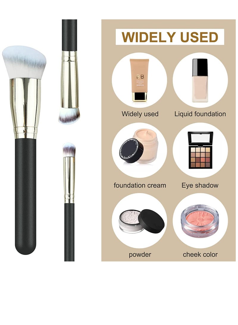 KASTWAVE 3 PCS Foundation Concealer Brushes Under Eye Mini Angled Brush Nose Contour Brush Small Makeup Foundation Brushes for Blending Liquid Cream and Powder Buffing Stippling - Image 4