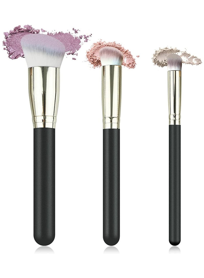 KASTWAVE 3 PCS Foundation Concealer Brushes Under Eye Mini Angled Brush Nose Contour Brush Small Makeup Foundation Brushes for Blending Liquid Cream and Powder Buffing Stippling - Image 1