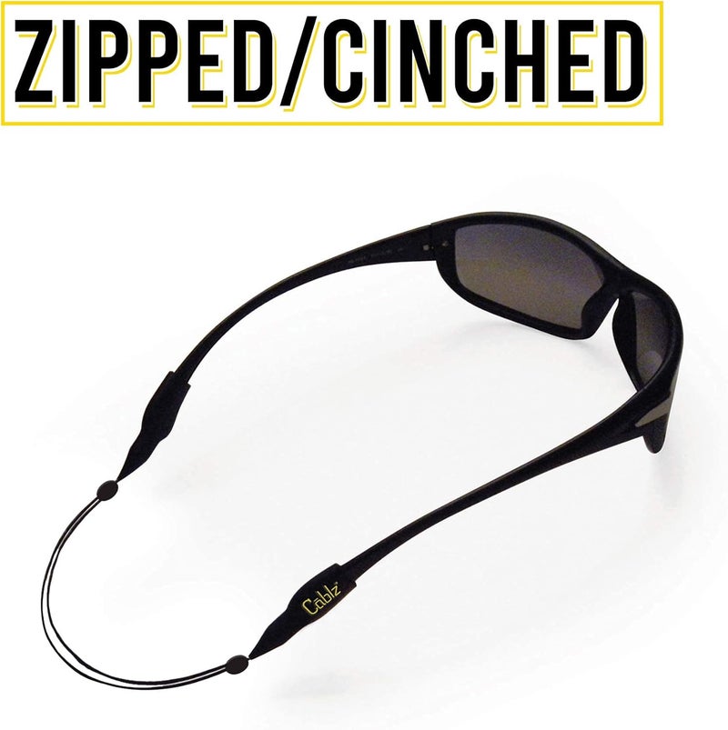 Cablz Zipz Adjustable Eyewear Retainer | Adjustable, Lightweight, Low Profile, Off-The-Neck Eyewear Retainer Strap | Black - Image 2