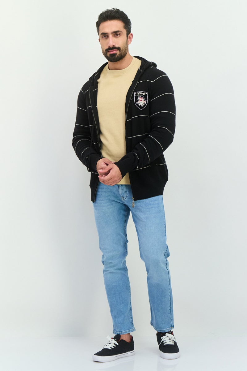 Ed Hardy هودي بأكمام طويلة للرجال بشعار العلامة التجارية، أسود - Image 4