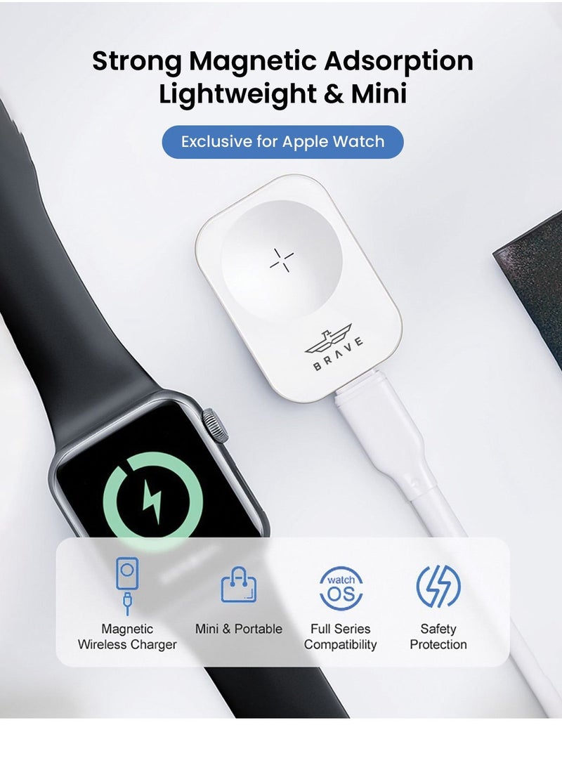 Brave - Brave Portable Mini Size Strong Magnetic Suction Wireless Charger Compatible with all Apple Watch Models 7/ SE/6/5/4/3/2/1 - Image 1