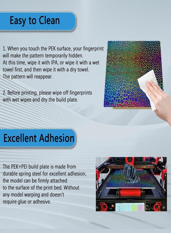 IdeaFormer-3D لوحة بناء ثلاثية الأبعاد من IdeaFormer-3D ناعمة ومُزخرفة بتقنية الكاليديوسكوب PEK+PEI، مقاس 350×350 مم، لوحة بناء مغناطيسية مرنة من PEK وPEI مصنوعة من الفولاذ الزنبركي، متوافقة مع طابعات Vorn 2.4 RepRap ثلاثية الأبعاد - Image 4