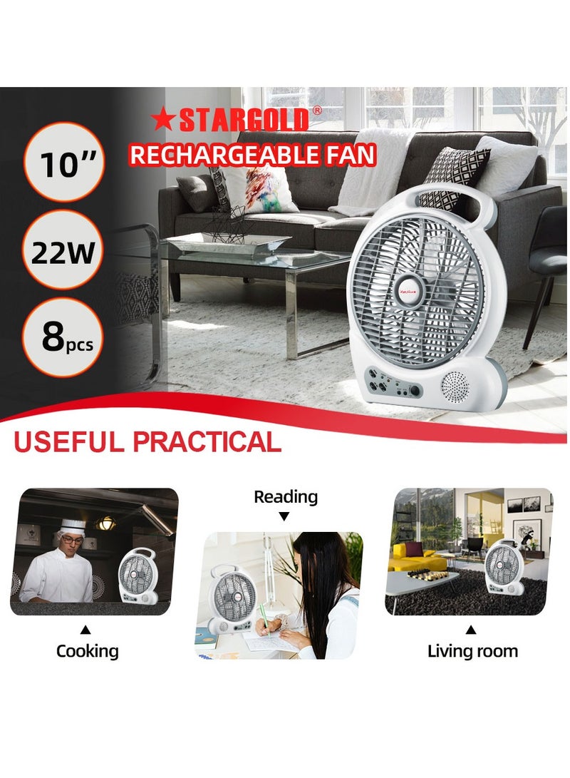 ستارجولد 10 بوصة مروحة متأرجحة قابلة للشحن 4 قطع LED ضوء مع راديو 20 واط - Image 2