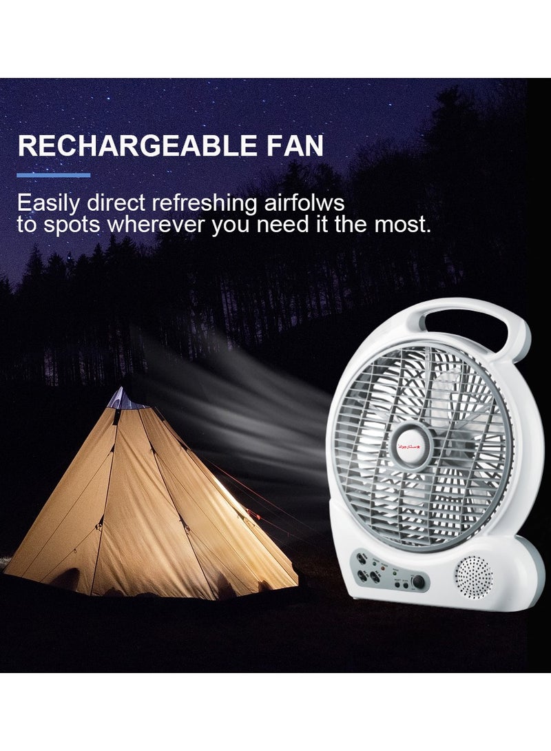 ستارجولد 10 بوصة مروحة متأرجحة قابلة للشحن 4 قطع LED ضوء مع راديو 20 واط - Image 5