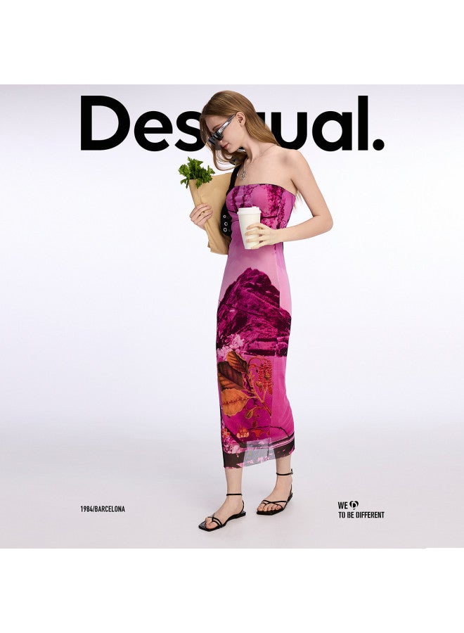 DESIGUAL spring-summer 25 High-stretch Abstract Floral Print Fitted Bustier Dress - Image 5