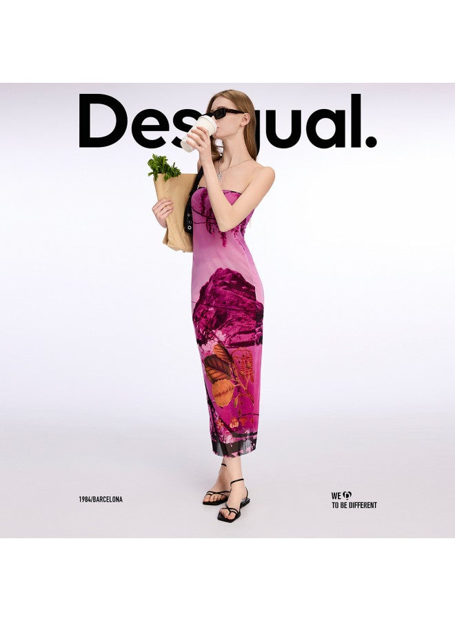 DESIGUAL spring-summer 25 High-stretch Abstract Floral Print Fitted Bustier Dress - Image 4