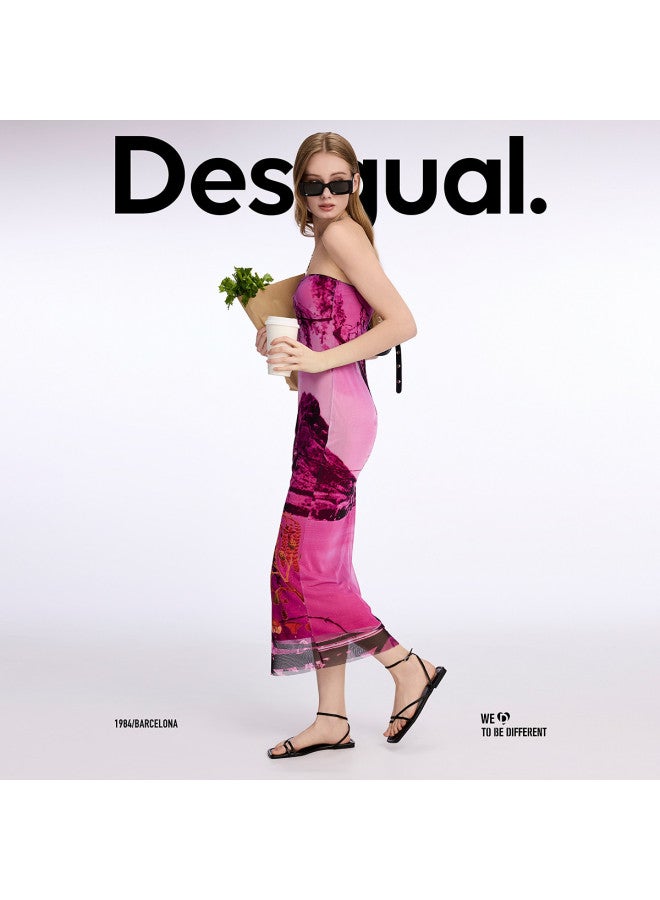 DESIGUAL spring-summer 25 High-stretch Abstract Floral Print Fitted Bustier Dress - Image 2