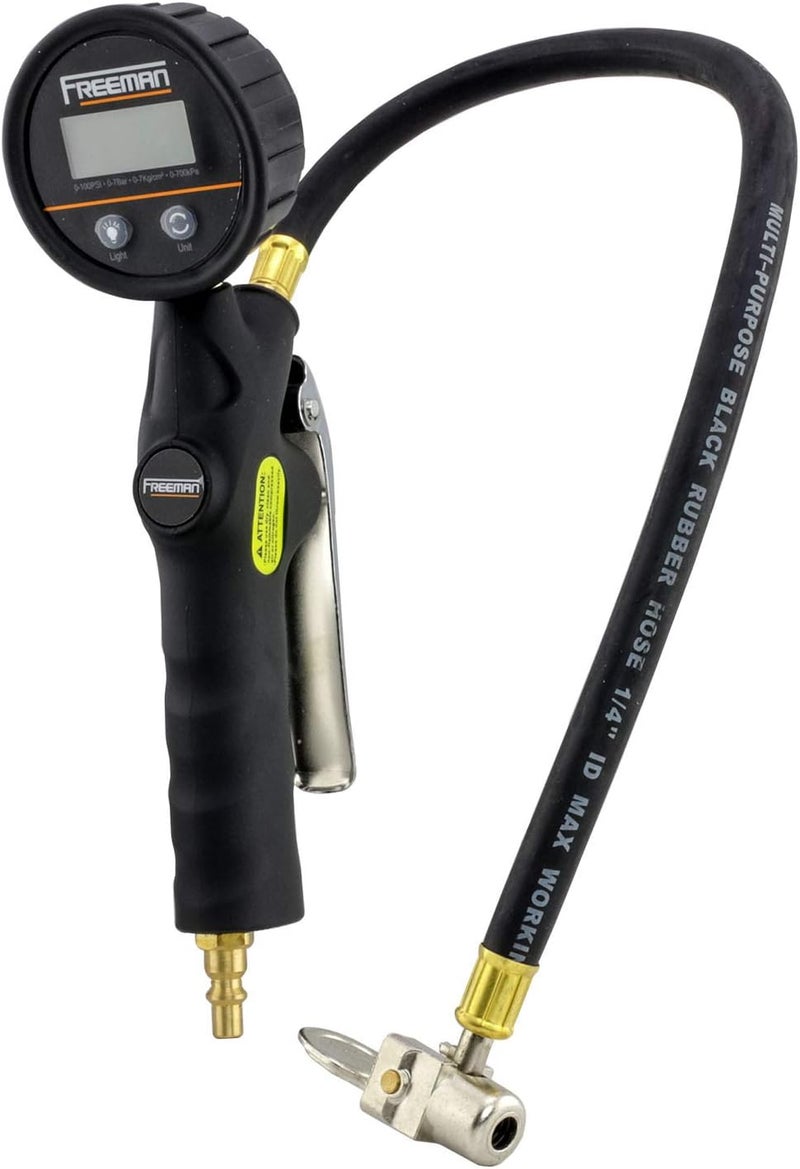 Freeman Digital Tire Inflator with 90 Degree Lock-On Chuck - Image 1