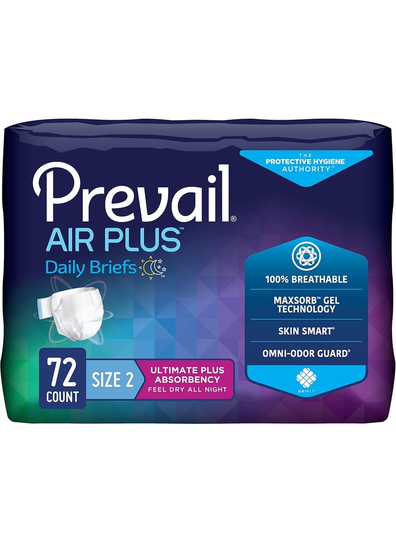 Prevail Prevail Air Daily Brief | Size 2 | Breathability | Ultimate Absorbency | 18 Count (Pack of 4) 