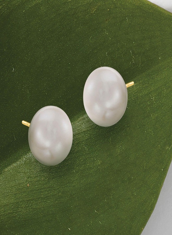 Ross-Simons 8-9mm Cultured Button Pearl Stud Earrings in 14kt Yellow Gold - Image 4